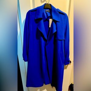 NWT Theory Royal Blue Crepe Trench Coat Small